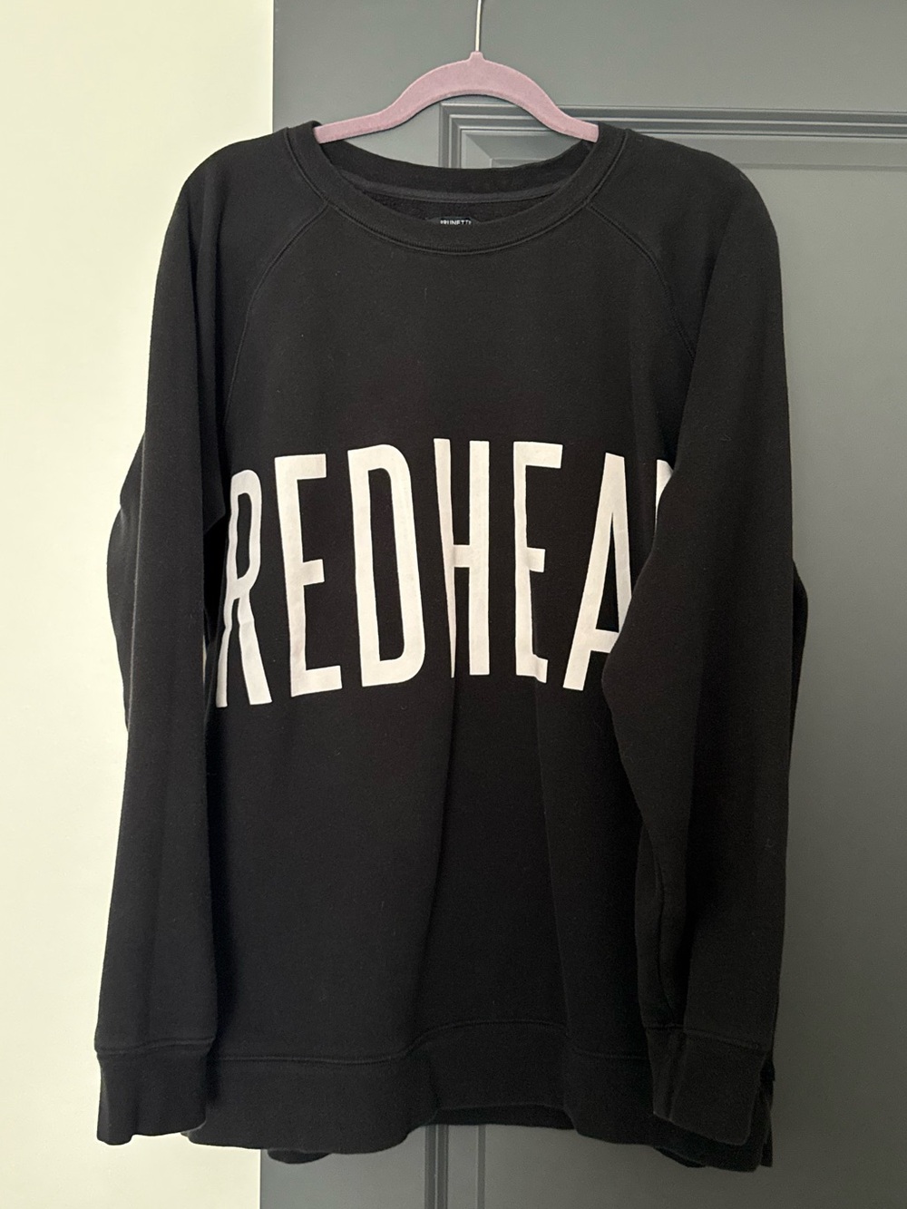Brunette The Label Black Crewneck Sweatshirt with White 'REDHEAD' — M/L